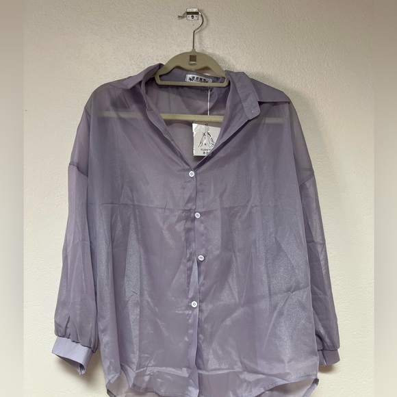 ✨ cute oversized lavender button down shirt ✨ - Picture 1 of 2